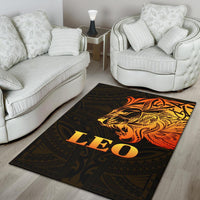 Sun In Leo Zodiac Area Rug Polynesian Tattoo Simple - Orange Black - Polynesian Pride
