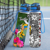 Tuvalu Hydro Tracking Bottle White - Turtle Plumeria Banana Leaf - Polynesian Pride