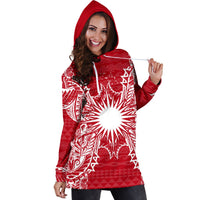 Marshall Islands Polynesian Hoodie Dress Map Red White - Polynesian Pride