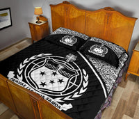 Samoa Quilt Bed Set - Samoa Coat Of Arms Black Curve Version - Polynesian Pride