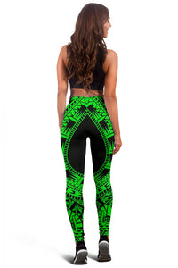 Tahiti Women Leggings Polynesian Pattern Green - Polynesian Pride