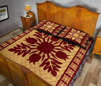 Hawaiian Quilt Pattern Palm Tree And Pineaple Quilt Bed Set - Polynesian Pride