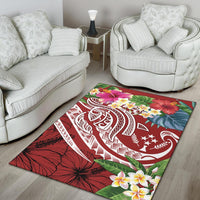Kosrae Polynesian Area Rug - Summer Plumeria (Red) - Polynesian Pride