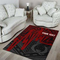 Pohnpei Personalised Area Rug - Pohnpei Seal In Heartbeat Patterns Style (Red) - Polynesian Pride