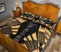 Palau Quilt Bed Set - Palau Seal & Polynesian Yellow Tattoo Style - Polynesian Pride
