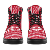 Samoa Leather Boots - Polynesian Flag Chief Version - Polynesian Pride