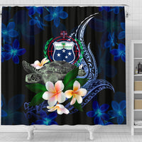 Samoa Polynesian Shower Curtain - Turtle With Plumeria Flowers - Polynesian Pride