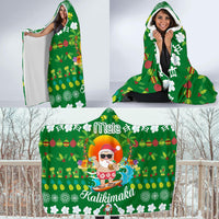 Hawaiian Mele Kalikimaka Santa Claus Pattern Christmas Hooded Blanket - Green - Labo Style - AH - Polynesian Pride