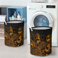 Guam Laundry Basket - Polynesian Turtle Hibiscus Gold - Polynesian Pride
