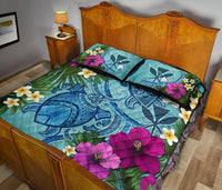 Kanaka Maoli (Hawaiian) Quilt Bed Set - Polynesian Turtle Hibiscus And Plumeria - Polynesian Pride