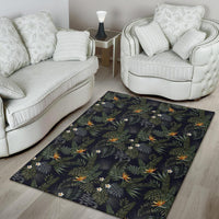 Tropical Leaves And Flowers In The Night Style Rug - Polynesian Pride
