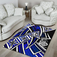 New Caledonia Area Rug - Tribal Flower Special Pattern Blue Color - Polynesian Pride