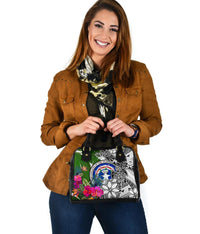 Northern Mariana Islands Shoulder Handbag White - Turtle Plumeria Banana Leaf - Polynesian Pride
