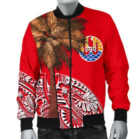 French Polynesia Men's Bomber Jacket - Palm Tree Polynesian Pattern - Polynesian Pride