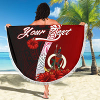 Vanuatu Polynesian Custom Personalised Beach Blanket - Coat Of Arm With Hibiscus - Polynesian Pride