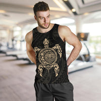 New Zealand Men Tank Top, Maori Turtle Tattoo - Gold - Polynesian Pride
