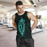 Hawaii Kakau Makau Fish Hook Kanaka Map Men's Tank Top Polynesian - Turquoise - Polynesian Pride
