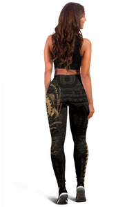 Hawaii Turtle Shark Polynesian Leggings - Gold - Polynesian Pride