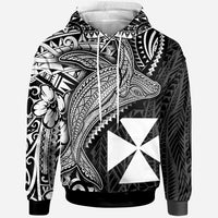 Wallis and Futuna Hoodie Humpback Whale & Coat of Arms White Unisex White - Polynesian Pride