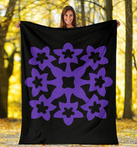 Hawaiian Premium Blanket Royal Pattern - Black And Purple - A1 Style - Polynesian Pride