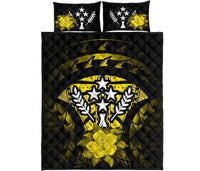 Kosrae Polynesian Quilt Bed Set Hibiscus Yellow - Polynesian Pride