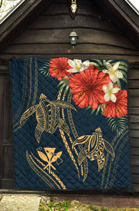 Hawaii Polynesian Turtle Hibiscus Premium Quilt - Nolan Style - Polynesian Pride
