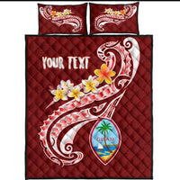Guam Personalised Quilt Bed Set - Guam Seal Polynesian Patterns Plumeria (Red) - Polynesian Pride