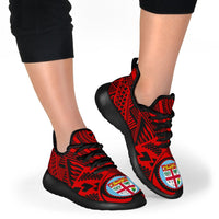 Fiji Polynesian Tattoo Mesh Knit Sneakers Red - Polynesian Pride