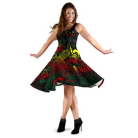 Fiji Polynesian Midi Dress - Turtle Hibiscus Reggae - Polynesian Pride