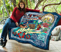 Hawaii Premium Blanket - Hawaii Seal Tiki Face Dancing Girl Aloha Hawaii - Polynesian Pride