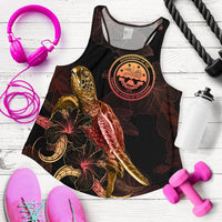 Federated States of Micronesia Polynesian Women Tank Top - Turtle With Blooming Hibiscus Gold Gold - Polynesian Pride
