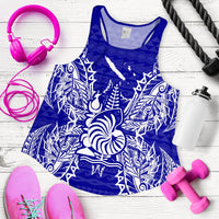 New Caledonia Polynesian Women Tank Top Map Blue - Polynesian Pride