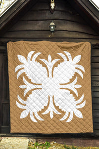 Hawaiian Premium Quilt Royal Pattern - Gold - A2 Style - Polynesian Pride