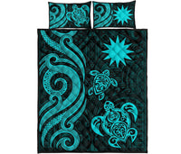Nauru Quilt Bed Set - Turquoise Tentacle Turtle - Polynesian Pride