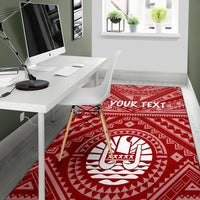 Tahiti Personalised Area Rug - Tahiti Seal In Polynesian Tattoo Style (Red) - Polynesian Pride