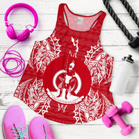 Vanuatu Polynesian Women Tank Top Map Red White - Polynesian Pride
