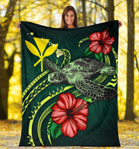 Hawaii Polynesian Premium Blanket - Green Turtle Hibiscus - Polynesian Pride