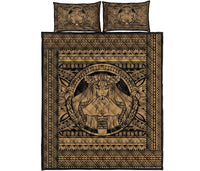 Hawaii Polynesian Pele Kanaka Quilt Bed Set Gold - Polynesian Pride