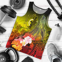 Vanuatu Custom Personalised Men's Tank Top - Humpback Whale with Tropical Flowers (Yellow) Yellow - Polynesian Pride