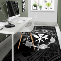 Hawaii Kanaka Turtle Hibiscus Polynesian Rug - Anthea Style White - Polynesian Pride