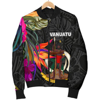 Vanuatu Men's Bomber Jacket - Hibiscus Polynesian Pattern - Polynesian Pride