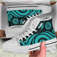 American Samoa High Top Shoes - Turquoise Tentacle Turtle - Polynesian Pride