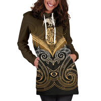 Maori Manaia New Zealand Hoodie Dress Gold - Polynesian Pride