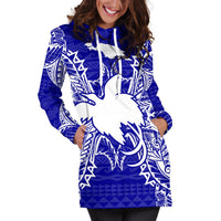 Papua New Guinea Polynesian Hoodie Dress Map Blue - Polynesian Pride