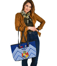 Mate Ma'a Tonga Rugby Large Leather Tote Polynesian Creative Style - Blue - Polynesian Pride