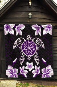 Hawaiian Violet Turtle Plumeria Quilt - Polynesian Pride