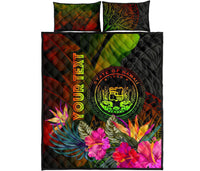 Polynesian Hawaii Polynesian Personalised Quilt Bed Set - Hibiscus and Banana Leaves - Polynesian Pride