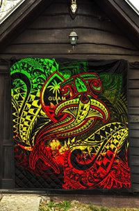 Guam Polynesian Premium Quilt - Reggae Shark Polynesian Tattoo - Polynesian Pride