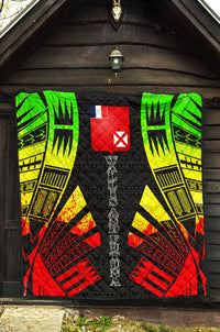 Wallis And Futuna Premium Quilt -Wallis And Futuna Coat Of Arms Polynesian Reggae Tattoo Red - Polynesian Pride
