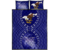 American Samoa Polynesian Quilt Bed Set - American Samoa Flag with Polynesian Tattoo - Polynesian Pride